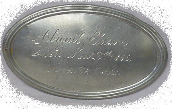 The Free Genealogy Death Record on the Coffin Plate of Abigail Edson 1803 ~ 1866