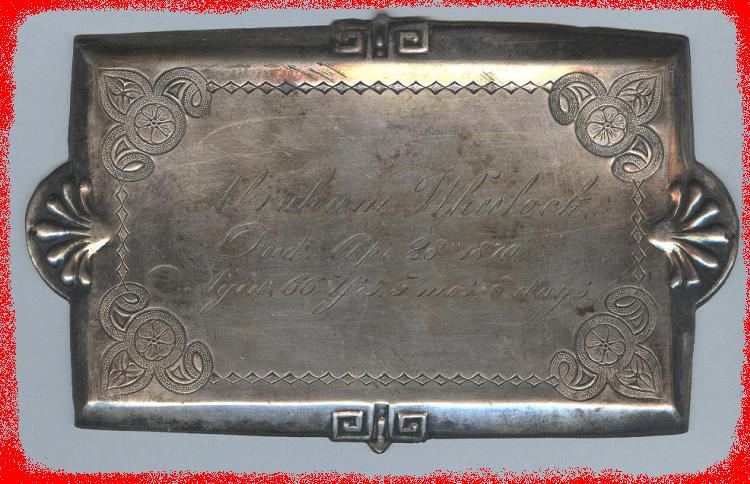 The Free Genealogy Death Record on the Coffin Plate of Abraham Wheelock 1804 ~ 1870