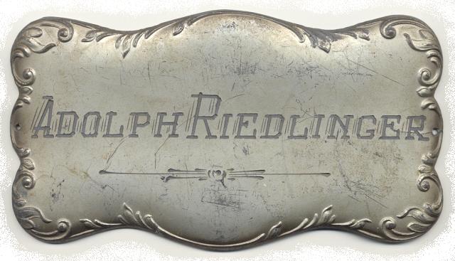 The Free Genealogy Death Record on the Coffin Plate of Adolph Riedlinger