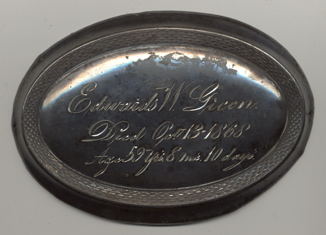 The Free Genealogy Death Record on the Coffin Plate of Edwards W Green 1809 ~ 1868