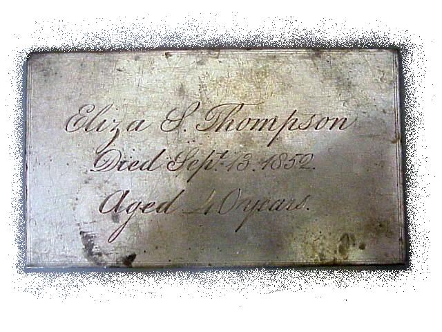 The Free Genealogy Death Record on the Coffin Plate ofEliza Thompson 