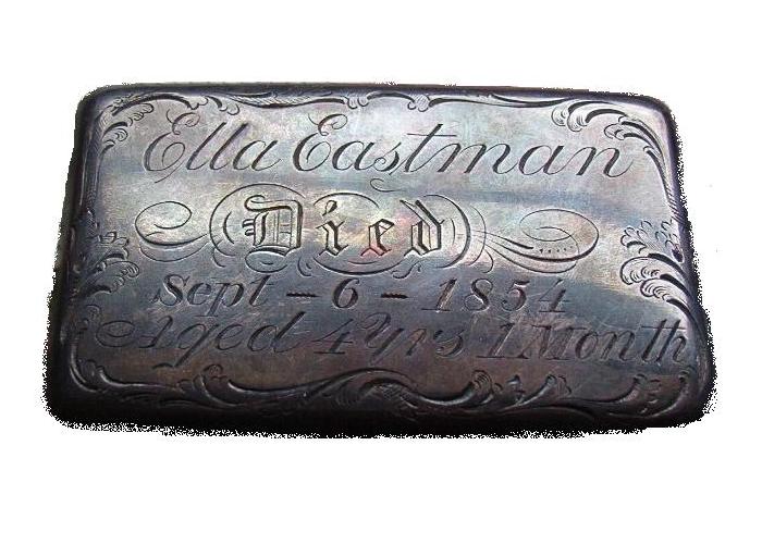 The Free Genealogy Death Record on the Coffin Plate of Ella Eastman