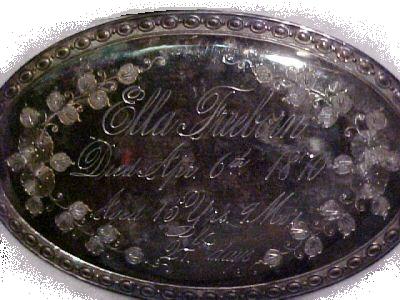 The Free Genealogy Death Record on the Coffin Plate of Ella Freeborn 1855 ~ 1870