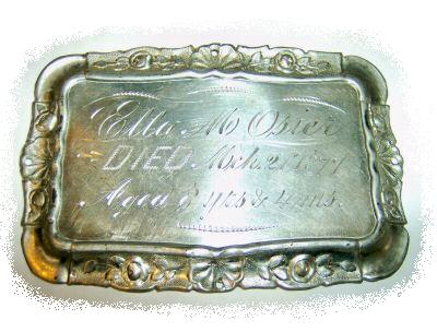 The Free Genealogy Death Record on the Coffin Plate of Ella M Osier 1869 ~ 1877