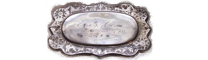 The Free Genealogy Death Record on the Coffin Plate of Ezra L Holmes 1847 ~ 1899