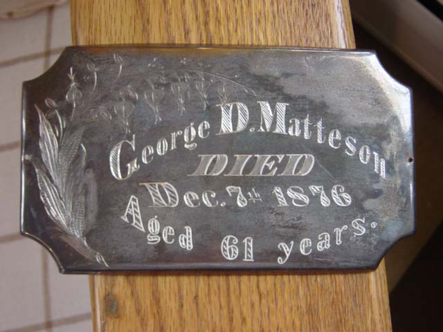 The Free Genealogy Death Record on the Coffin Plate of George D Matteson