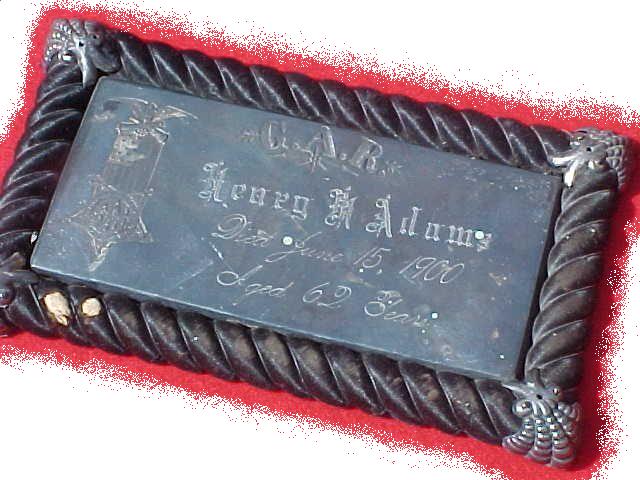 The Free Genealogy Death Record on the Coffin Plate of Henry M Adams 1838 ~ 1900