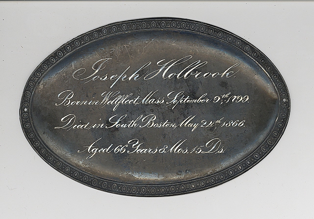 The Free Genealogy Death Record on the Coffin Plate of joseph holbrook