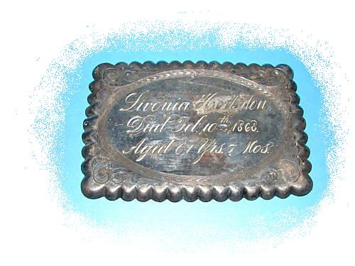 The Free Genealogy Death Record on the Coffin Plate of Livonia Hodsdon 1807~1868