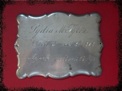 The Free Genealogy Death Record on the Coffin Plate of Lydia M Tyler 1863 ~ 1898