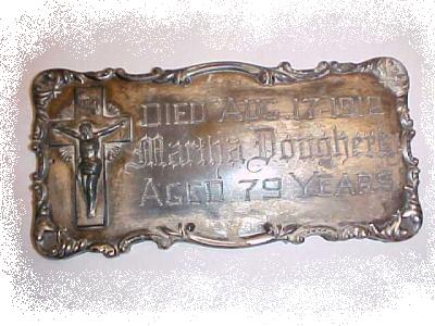 The Free Genealogy Death Record on the Coffin Plate of Martha Dougherty 1833 ~ 1912