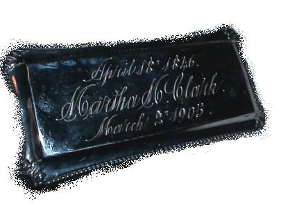 The Free Genealogy Death Record on the Coffin Plate of Martha M Clark 1846 ~ 1905