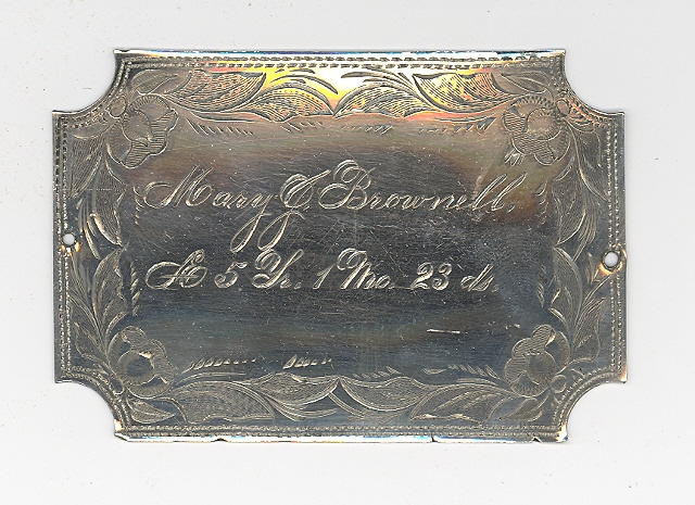 The Free Genealogy Death Record on the Coffin Plate of Mary J Brownell