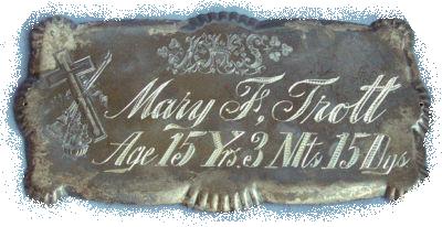 The Free Genealogy Death Record on the Coffin Plate of Mary T Trott