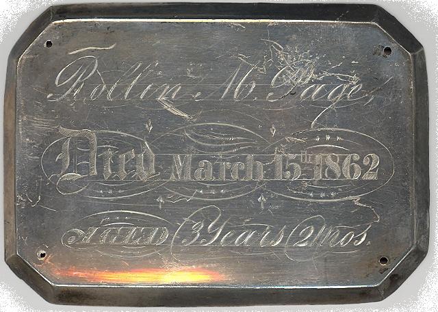 The Free Genealogy Death Record on the Coffin Plate of Rollin M Page 1859 ~ 1862