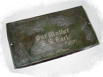 The Free Genealogy Death Record on the Coffin Plate of S.S. Earl 1818 ~ 1886