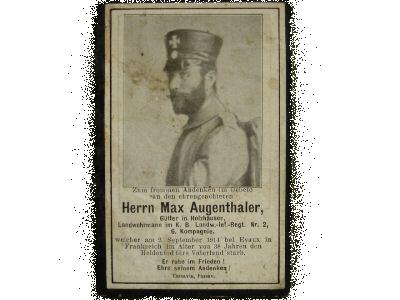 Death Record on the Memorial Card of Herrn Max Augenthaler