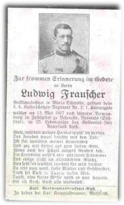 Birth Record & Death Record on the German Death Card of Ludwig Frauscher