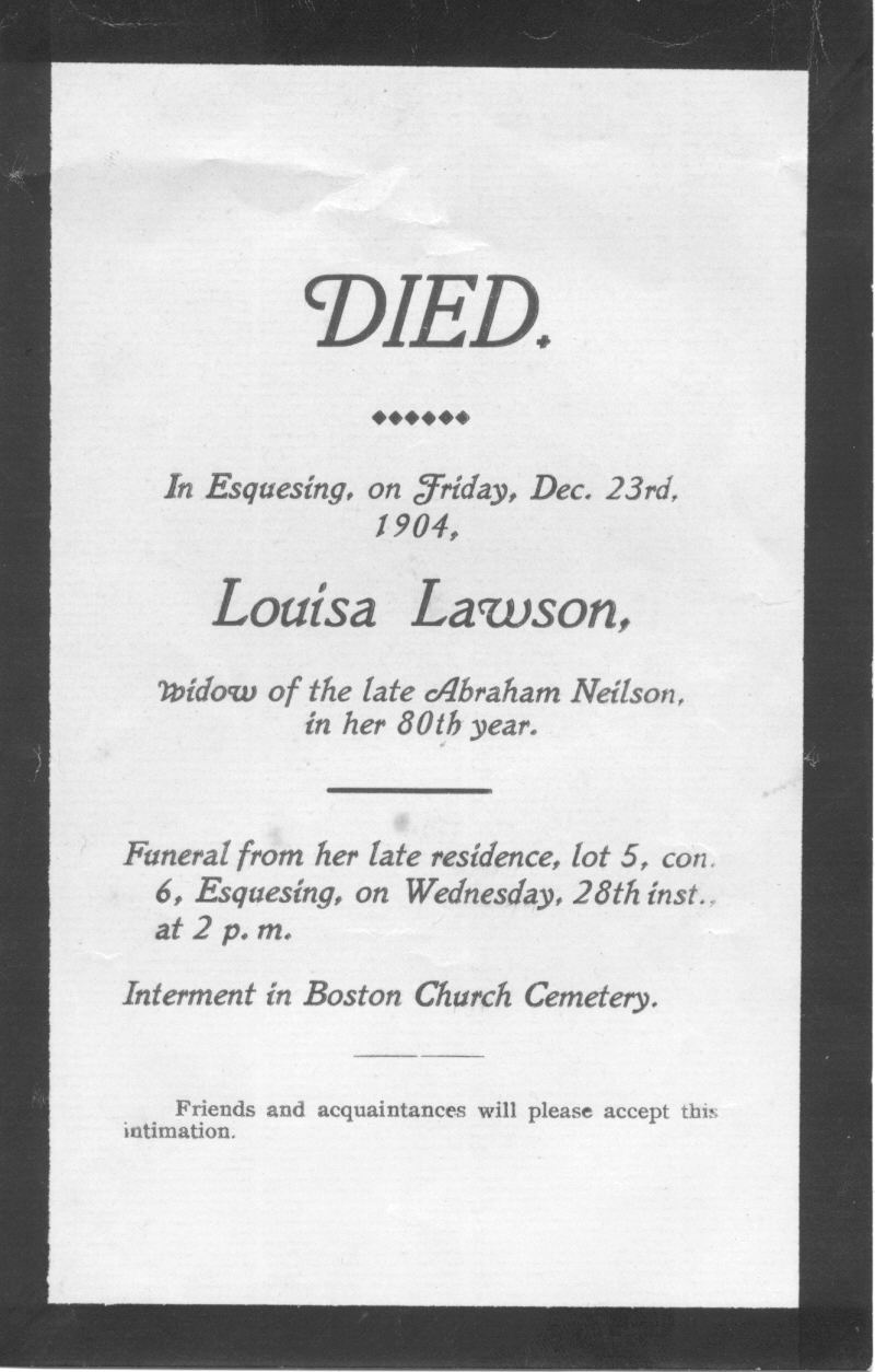 Birth & Death Record on the Coffin Plate of Louisa Neilson 1824~1904