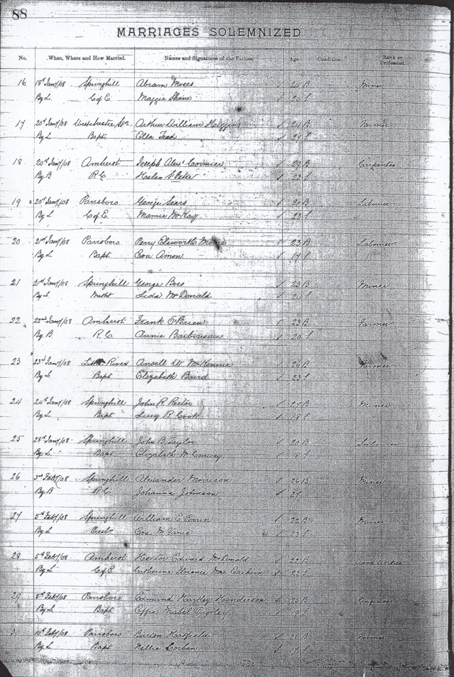 Cumberland County Marriage Records