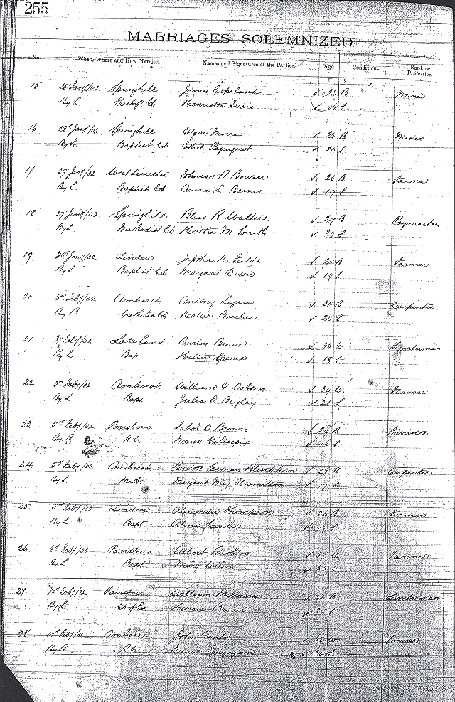 Cumberland County Marriage Records