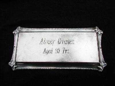 The Free Genealogy Death Record on the Coffin Plate of Abner Graves ca 1900