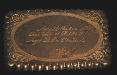 The Free Genealogy Death Record on the Coffin Plate of Ada L Baker 1842~1865