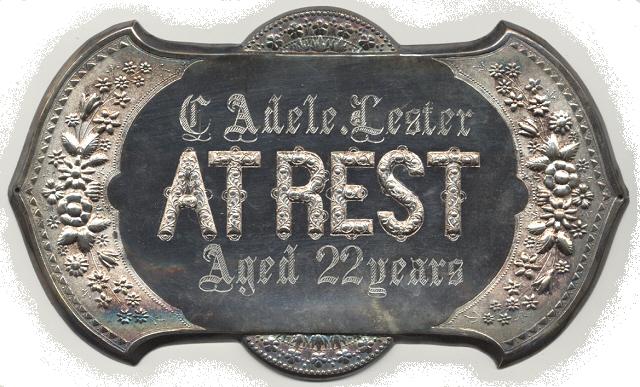 The Free Genealogy Death Record on the Coffin Plate of Coffin Plates of Mary J Lester, Volney Lester, Adele Lester and Emily A Lester