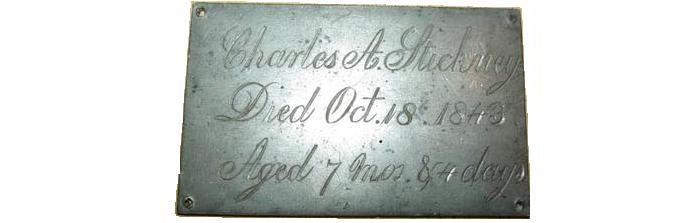 The Free Genealogy Death Record on the Coffin Plate of Charles A Stickney 