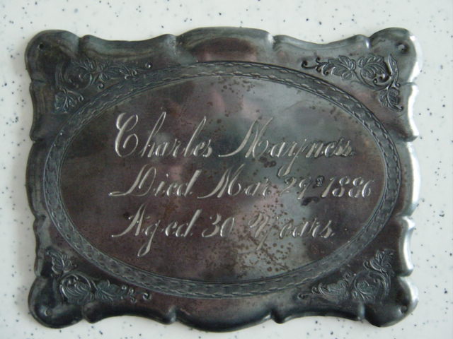 The Free Genealogy Death Record on the Coffin Plate of Charles Mayness 1856 ~ 1886