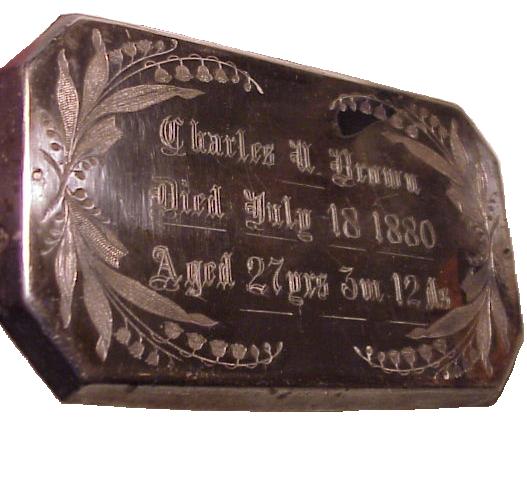 The Free Genealogy Death Record on the Coffin Plate of Charles N Brown 1853 ~ 1880