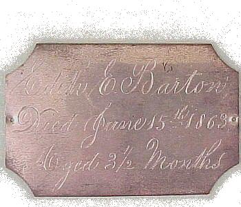 The Free Genealogy Death Record on the Coffin Plate of Edith E Barton 1863 ~ 1863