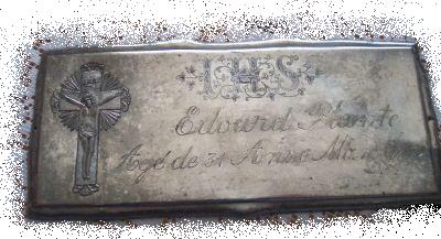 The Free Genealogy Death Record on the Coffin Plate of Edourd Plante