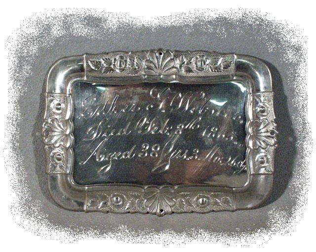 The Free Genealogy Death Record on the Coffin Plate of Ester G Webster 1827 ~ 1865