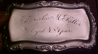 The Free Genealogy Death Record on the Coffin Plate of Francelia Fuller age 47