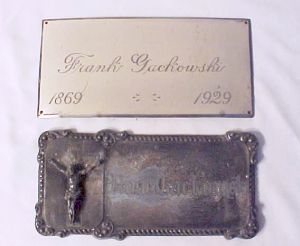 The Birth Record and Death Record on the Coffin Plate of Frank Jackowski 1869 1929 is Free Genealogy