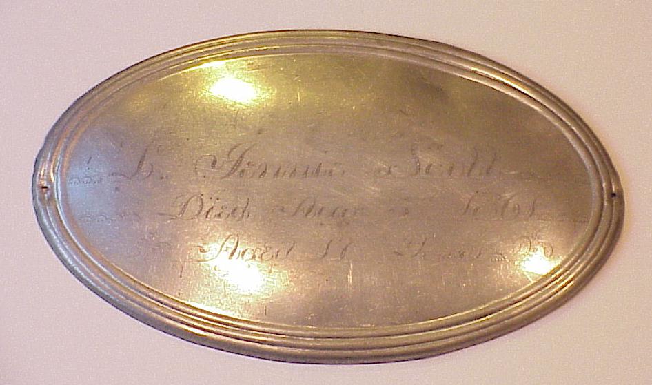 The Free Genealogy Death Record on the Coffin Plate of Jenny Scott died 1861