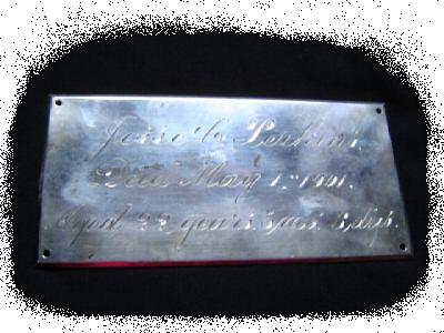 The Free Death Record on the Coffin Plate of Jesse B Perkins is Free Genealogy