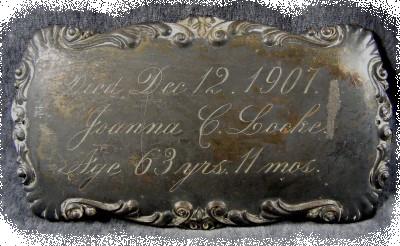 The Free Genealogy Death Record on the Coffin Plate of Joanna C Locke 1844 ~ 1907