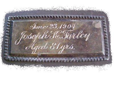 The Free Genealogy Death Record on the Coffin Plate of Joseph K Farley 1823 ~ 1904