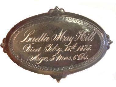 The Free Genealogy Death Record on the Coffin Plate of Luetta May Hill