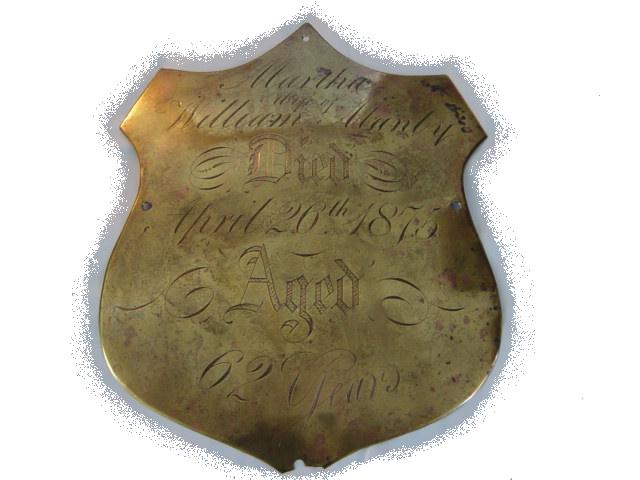 The Free Genealogy Death Record on the Coffin Plate of William Manly, Martha Manly and George Manly