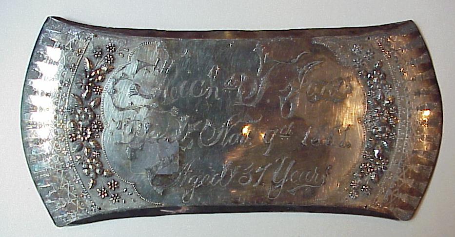 Free Genealogy Death Record on the Coffin Plate of Richard F Jones 1844 ~ 1881