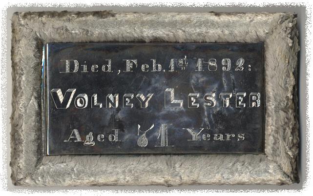 The Free Genealogy Death Record on the Coffin Plate of Coffin Plates of Mary J Lester, Volney Lester, Adele Lester and Emily A Lester