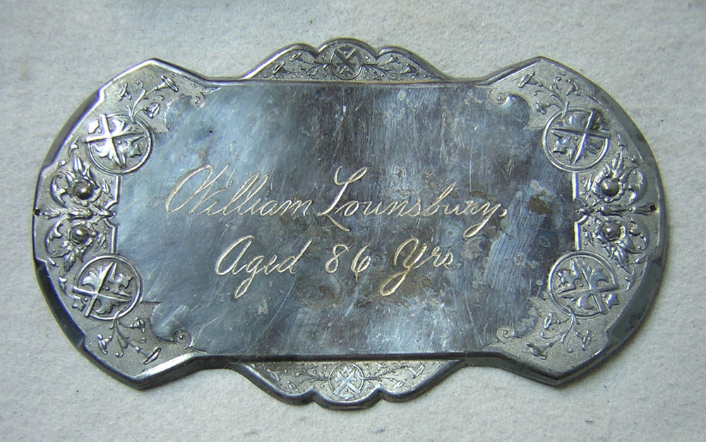 The Free Genealogy Death Record on the Coffin Plate of William Lounsbury