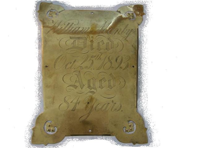 The Free Genealogy Death Record on the Coffin Plate of William Manly, Martha Manly and George Manly