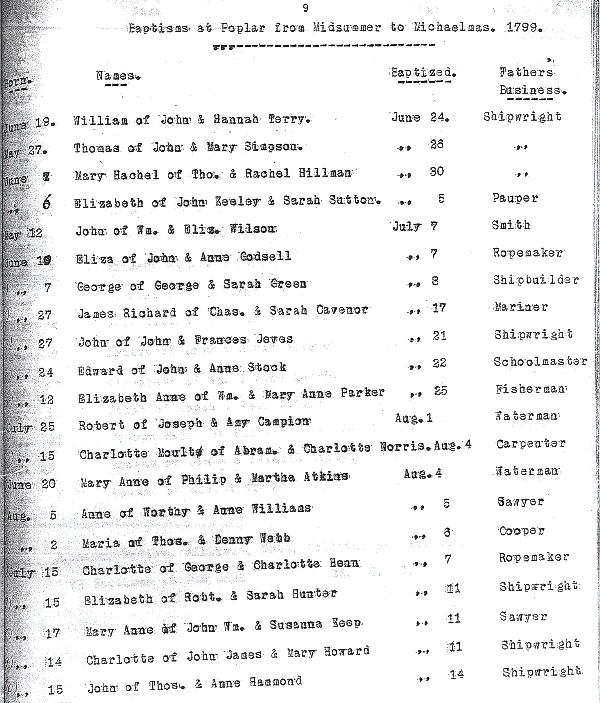 Poplar Chapel, London England genealogy 2