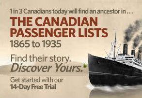 Canadian Passenger Lists 1865-1935 on Ancestry.com