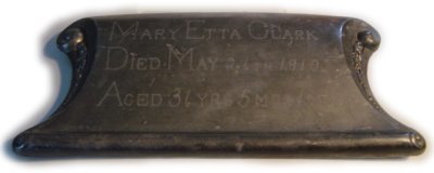 The Birth Record and Death Record on the Coffin Plate of Mary Etta Clark is Free Genealogy