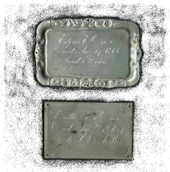 The Free Death Record on the Coffin Plate of Edgar E Davis is Free Genealogy